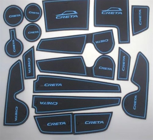 Силиконовые коврики на панель приборов Hyundai Creta - синие Sal-Man - фото 104601