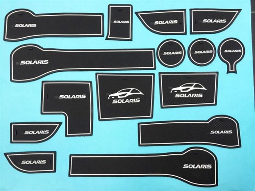 Силиконовые коврики на панель приборов Hyundai Solaris 2 - белые Sal-Man - фото 104608