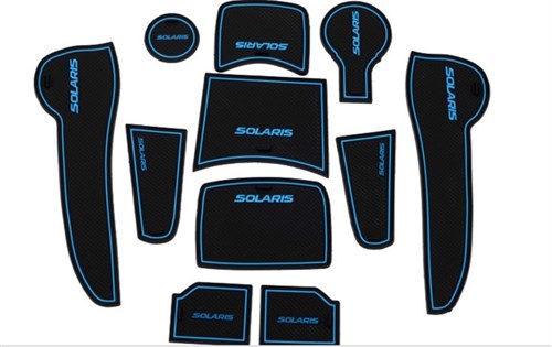 Силиконовые коврики на панель приборов Hyundai Solaris 2 - синие Sal-Man - фото 104610