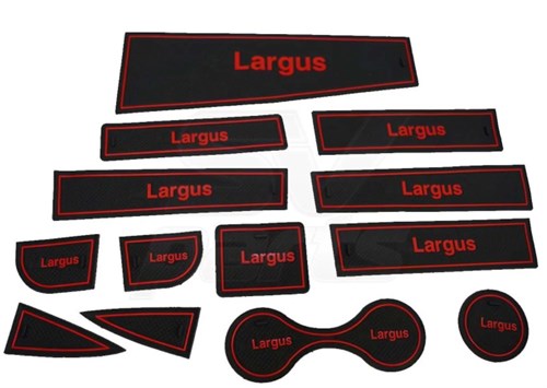 Силиконовые коврики на панель приборов Ларгус - красные Sal-Man - фото 104638