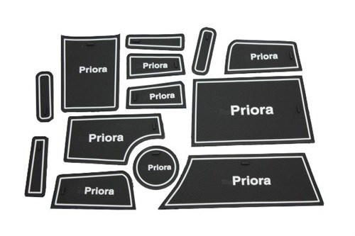 Силиконовые коврики на панель приборов Приора 2 - белые Sal-Man - фото 104645