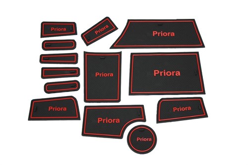 Силиконовые коврики на панель приборов Приора 2 - красные Sal-Man - фото 104646