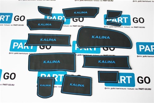 Силиконовые коврики на панель приборов Калина - синие Sal-Man - фото 118352
