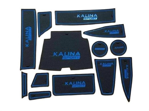 Силиконовые коврики на панель приборов Калина 2 - синие Sal-Man - фото 118356