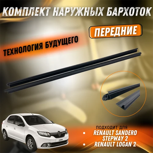 Комплект наружных бархоток передние Рено Сандеро 2, Логан 2  ADPLASTIK 808213896 / 808207352 9016