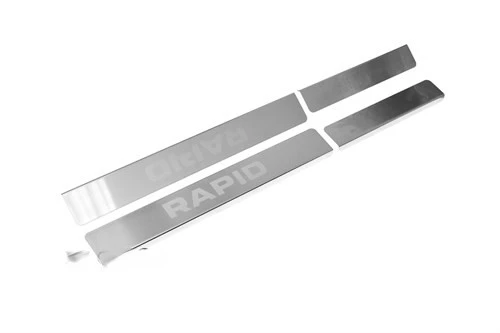 Накладки в проем дверей Шкода Рапид с 2020 (4 шт) (нержавеющая сталь) SRA220401 ПТ групп 9004