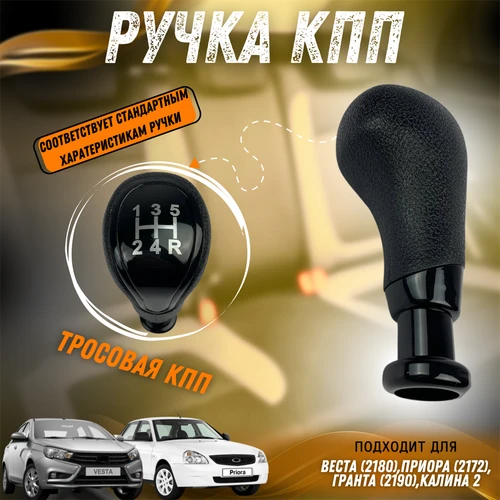 Ручка КПП Веста, Приора, Гранта, Калина 2, черный лак RK-00301 1717