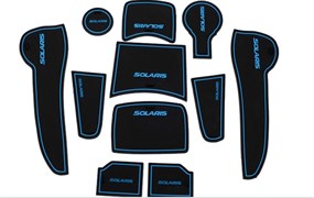 Силиконовые коврики на панель приборов Hyundai Solaris 2 - синие Sal-Man