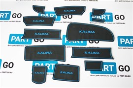 Силиконовые коврики на панель приборов Калина - синие Sal-Man